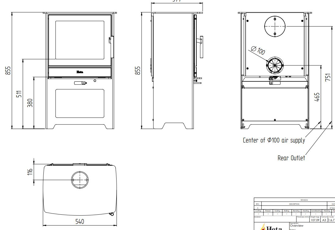 Heta Inspire 45H Logstore Multifuel Stove